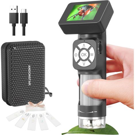 Microscope numérique portable de poche 500X avec écran LCD 2 pouces, loupe électronique pour enfants et adultes, 8 LED réglables, connexion USB PC (1/4)