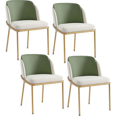 Set 6 sedie da pranzo moderne in similpelle PVC verde e beige con piedi regolabili (1/5)
