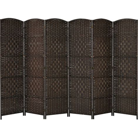 Lotto di paravento pieghevole 270,5 x 1,5 x 180 cm schermo per la privacy curvo moderno in legno naturale marrone 200018592