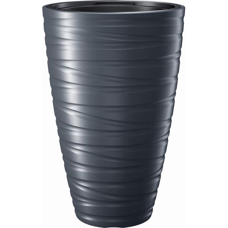 Jardinière haute avec réservoir en plastique de 43L en couleur anthracite 37,5 (L) x 37,5 (l) x 57,9 (H) cm (1/2)