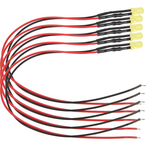 Lot de 100 diodes LED transparentes 12 V 5 mm pré-câblées avec câble de 20 cm, perles lumineuses LED, jaune à jaune (1/5)