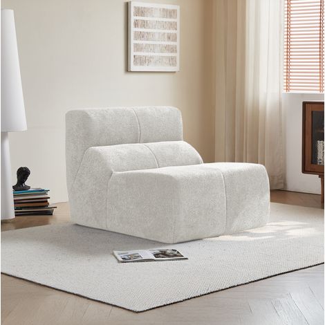 Sillón individual de terciopelo blanco con espuma de alta densidad 93 x 109 x 79 cm (1/5)