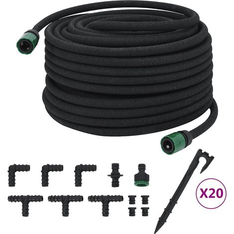 Tuyau d'arrosage de jardin noir 0,6" 50 m caoutchouc