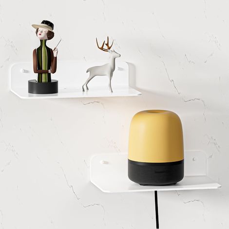 Petite Etagere Murale sans Percage, 23cm Etagère Adhesive Blanche (1/5)