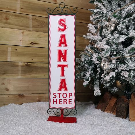 86cm Red and White Santa Stop Here Sign Christmas Decoration (1/5)
