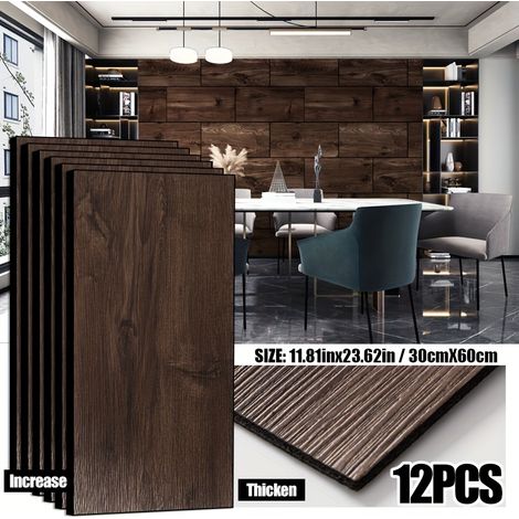 Décoration Murale Bois 3D – 12 Panneaux – Style Café Brun (1/2)