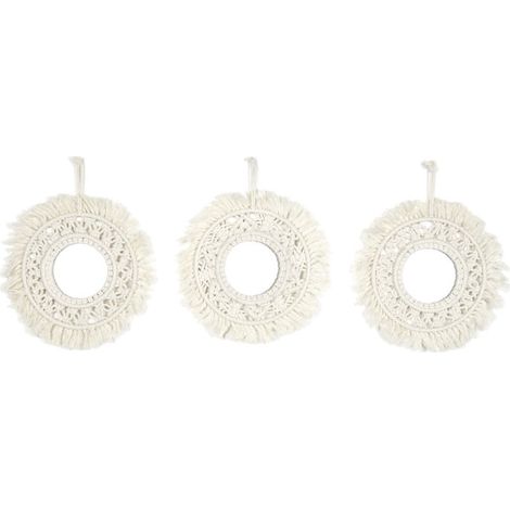 Lot de 3 Miroirs Déco "Boho" 28cm Beige (1/4)
