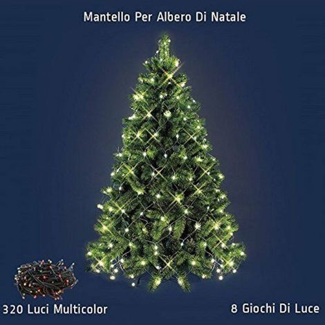 TrAdE Shop Traesio - Mantello Rete Minilucciole Per Albero Di Natale 320 Luci Led Multicolore -