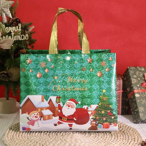 Sachets cadeaux de Noël 322515 cm avec cordon de serrage, lot de 10, sachets pour emballer des friandises de Noël, sachets cadeaux pour les fêtes de Noël, sachets à bonbons avec nœuds (1/3)