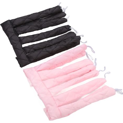 Ruban à boucles sans chaleur 2 pièces, bandeau nuit pour cheveux ondulés volumineux, coiffure fluffye, rose et noir (1/5)