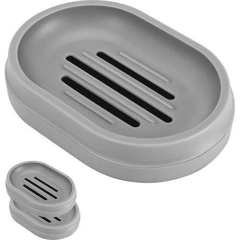 Lot de 2 porte-savons, porte-savon avec système de drainage, boîte à savon à double évacuation facile à nettoyer pour la maison, l'hôtel et plus encore (1/5)
