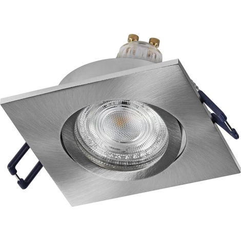 Spot Set Spot LED encastrable carré flexible nickel satiné, 4,5 W 2700 K blanc chaud, aluminium, montage par clic, lot de 3 (1/4)