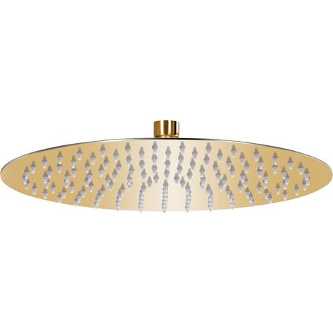 vidaXL Cabezal de ducha redondo efecto lluvia acero inox dorado 30 cm (1/5)