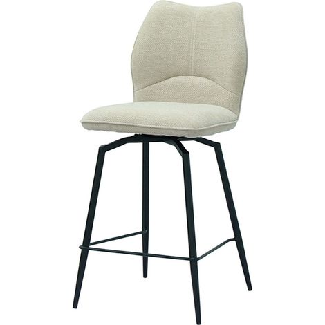 Sedia da bancone girevole CROFT - Tessuto écru - Piedi in metallo nero - Altezza 103 cm - Stile design/industriale