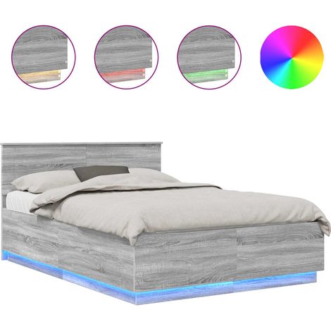 Bed Frame Grey Sonoma 160 x 200 cm Engineered Wood vidaXL (1/5)