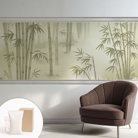 Tapete Dekorative Vliestapete mit Klebe für Wand - Mustertapete - moderne Einrichtung - für Büro Ruhige Landschaft 250x104 cm (1/5)