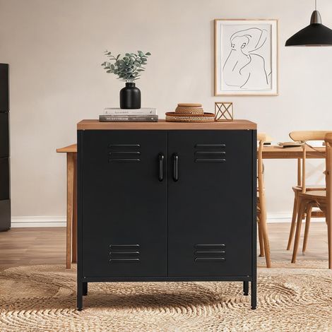 Buffet coloris noir en acier 80 x 40 x 80 cm (1/5)