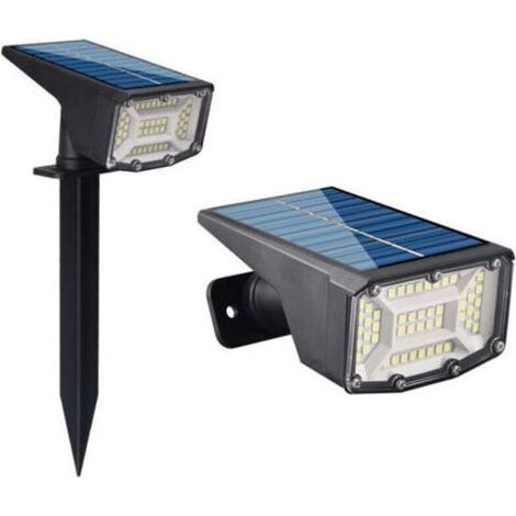 Lampe solaire extérieure étanche IP66 – Lot de 2 – 50 LED – 3 modes d'éclairage réglables – Autonomie jusqu'à 30 heures – Installation murale ou au sol (1/4)