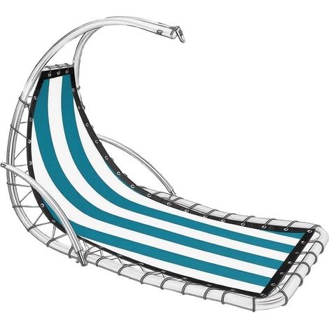 Housse de rechange en tissu pour balancelle suspendue - Pour terrasse, jardin, intérieur et extérieur - 64 x 197 x 23 cm - Motif à rayures - Motif à rayures - Paon rayé (1/5)
