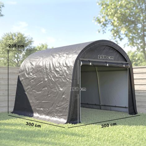 Lagerzelt für den Garten, stabiler Stahlrahmen, große Türen, 3x3m, Grau (1/5)