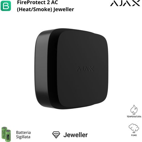 AJAX - 60833 - Ajax FireProtect 2 AC (Heat/Smoke) (8EU) ASP , Rivelatore antincendio di fumo e calore wireless alimentato dalla rete elettrica