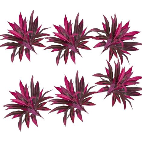 Lot de 6 grandes fougères artificielles réalistes faciles à nettoyer avec feuilles roses et violettes vives avec résistance pour jardin, cour, porche, décoration de printemps (violet) (1/5)