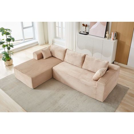 Canapé Sectionnel 3 Places Beige, Design Moderne et Confortable, Idéal pour Salon et Séjour (1/4)