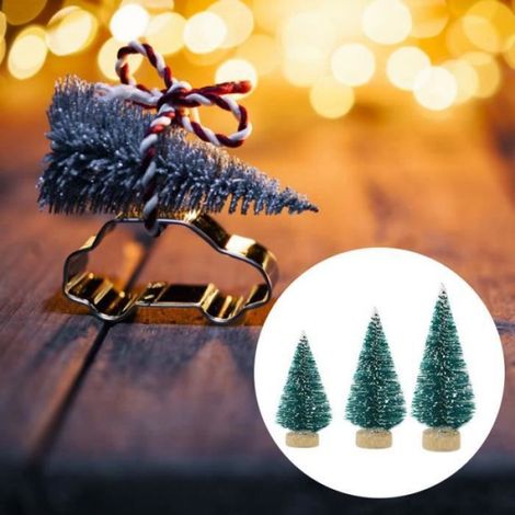 4.5cm silver - Mini sapin de noël en soie, 12 pièces, Sisal, cèdre, décorations de Table, or argent bleu vert (1/4)