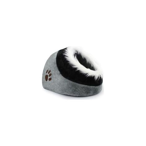 Grotte pour chat en peluche douce avec éponge, gris, 41x38x26 cm – (1/5)