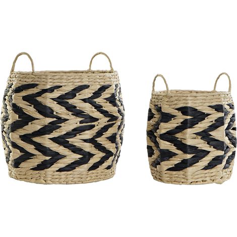 DKD Home Decor Set de baskets naturel noir marron clair (1/3)