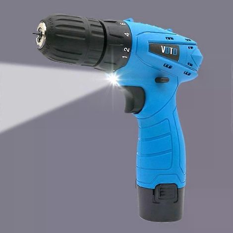 Perceuse électrique à main rechargeable 12 V - Vitesse variable, lumière LED, (1/5)