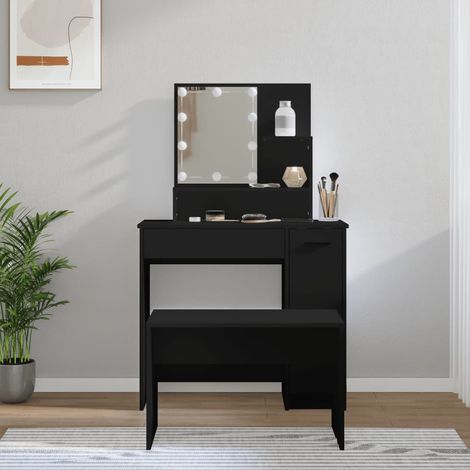 Ensemble de coiffeuse avec LED, Table de maquillage, Meuble coiffeuse Noir Bois d'ingénierie RDS5908 (1/5)