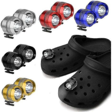Scheinwerfer aus Kunststoff, kleine Croc-Lampe, lustiges Schuhzubehör zum Laufen und Campen, USB-Anschluss-Rechargeable-red