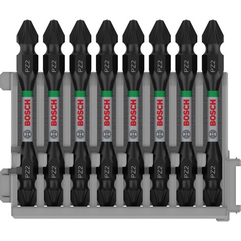 Bosch – Embout de vissage double lame 2608522338 – 8 pièces 65 mm – Acier modifié S2 – Pour visseuses à choc – Zone de torsion spéciale (1/5)