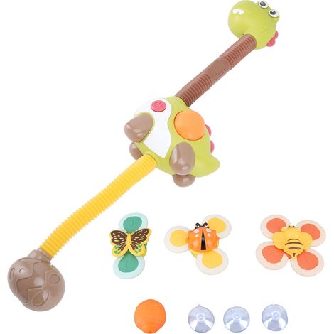 Pommeau de douche bébé dinosaure flexible avec ventouse, jouet de bain mignon pulvérisateur pour enfant, tête de douche amovible. (1/5)