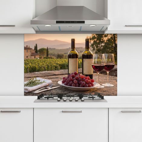 CRÉDENCE CUISINE Vin - Verres - Raisins - Vignoble 90x60 cm (1/5)
