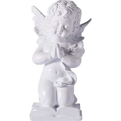 Statuetta di angelo da giardino, statua in preghiera, resistente alle intemperie e al gelo, per balcone, bianca