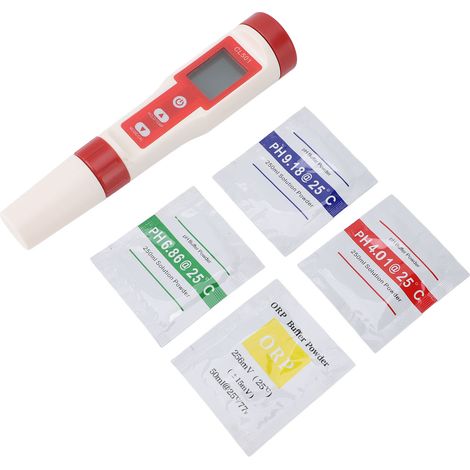 Stylo testeur d'eau numérique 5 en 1, précis, sensible et portable, mesurant le pH, le chlore, l'hydrogène, le potentiel d'oxydoréduction (ORP) et la température, avec rétroéclairage. (1/5)
