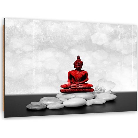 Quadro deco panel, Buddha rosso su pietre - 100x70 (1/5)
