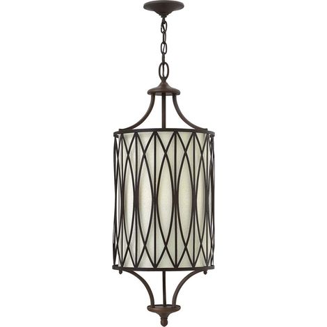 Lampada a sospensione plafoniera lampada a sospensione acciaio lino bronzo D 30,5 cm 3 fiamme