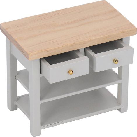 Meuble de salle de bain miniature en bois de bouleau, style vintage, simple et multifonctionnel, à monter soi-même, pour maison de poupée à l'échelle 1/12, gris. (1/5)