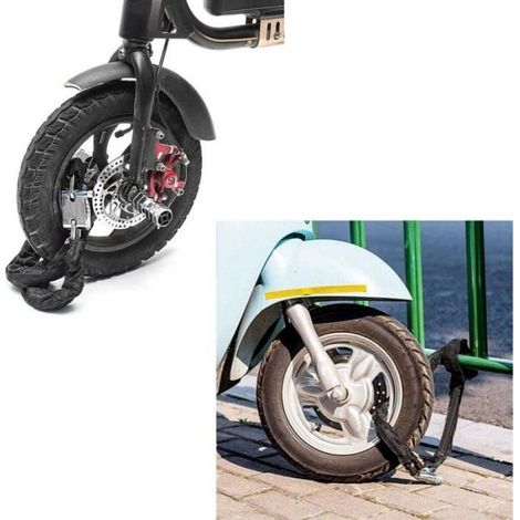 Chaîne Antivol - 100 cm - Pour Moto Et Vélo - En Acier Trempé Carré - Avec Cadenas Monobloc Et 3 Clés (1/4)