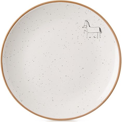 Petite assiette à dessert pour gâteau dessert céramique beige crème 20 cm (1/2)