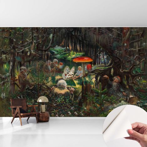 Papier peint autocollant adhésif installation rapide du papier peint durable et résistante Forêt féérique 416x254 cm (1/5)