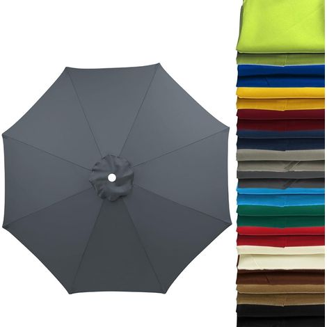 Ersatzbezug für Sonnenschirm – 6/8 Streben – 600D Polyester – UV50+ wasserdicht – Garten, Terrasse, Pool – Hellgrau (1/5)