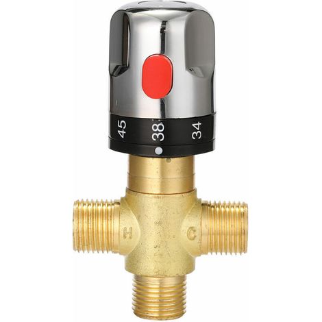 Vanne Thermostatique - Laiton Massif - Pour Mélange Eau Chaude Froide - Plage 20°C à 50°C - Pression 0,05-1 MPa - 1 Pièce (1/4)