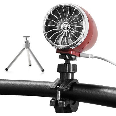Mini ventilador USB portátil con trípode, ideal para manillares de bicicleta, camping, viajes y dormitorios. 4 velocidades. (1/5)