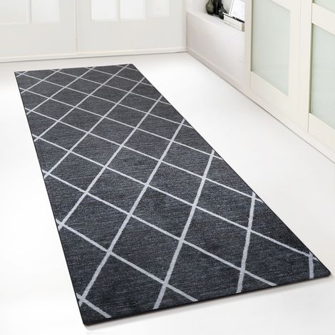 Teppich-Läufer auf Maß Cosenza Schwarz 80 x 450 cm