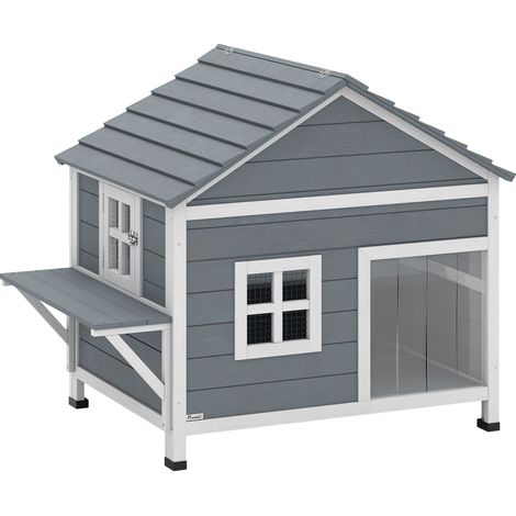 Caseta para gatos de exterior, diseño elevado, techo impermeable. (1/5)