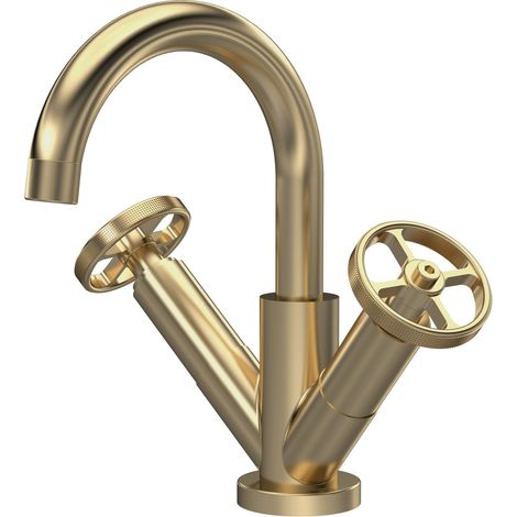 Hudson Reed Revolution Industrial Brushed Brass Mono Basin Mixer with Waste - TIW815 (1/2)